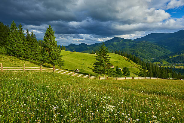 istock wooden fence in mountains 2251232147