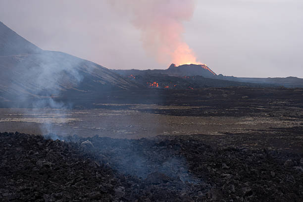 VOLCANO: Iceland, Fagradalsfjall near Litli-Hrutur hill on July 2023.