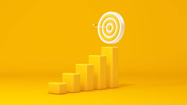 istock 3D Growth Chart Reaching Target Bullseye – Yellow Concept Render 2251250190