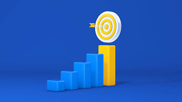 istock 3D Growth Chart With Target Bullseye on Blue Background 2251250194