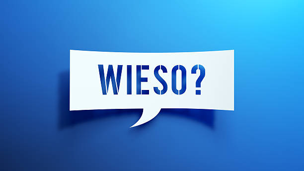 istock Cut-Out Speech Bubble with “WIESO?” Text on Blue Background — 3D Illustration 2251250235
