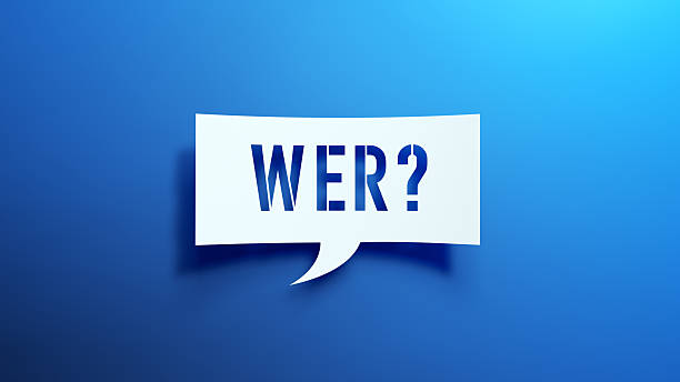 istock Cut-Out Speech Bubble with “WER?” Text on Blue Background — 3D Illustration 2251250241