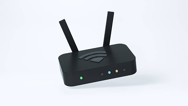 istock Modern Black Wi-Fi Router with Dual Antennas (3D) 2251250738