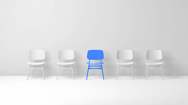 istock Blue Accent Chair in Minimal White Lineup (3D) 2251250777