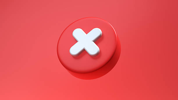 istock 3D Red Cancel Icon with White Cross on Soft Red Background 2251250983