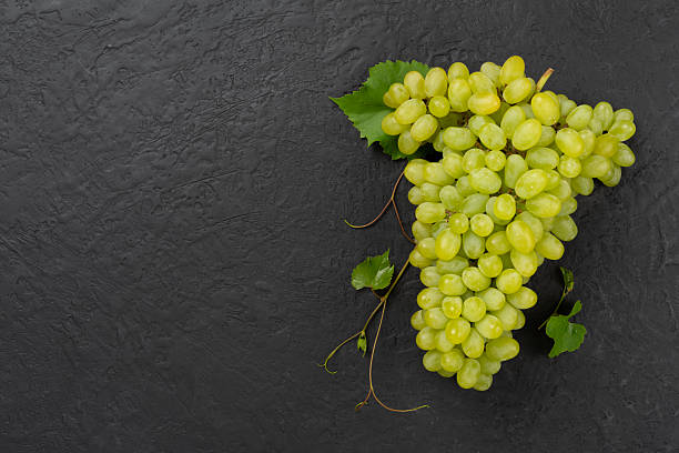 istock Fresh green grape on concrete background, top view 2251254516