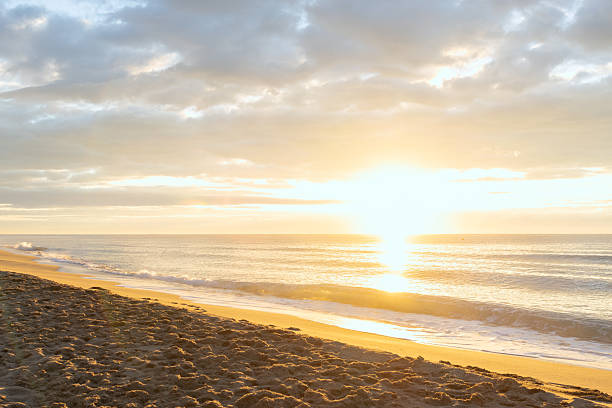 Ocean waves on the beach with the sun coming through the water