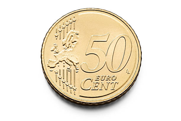 istock 50 Euro Cent Coin, macro isolated on white background 2251257346
