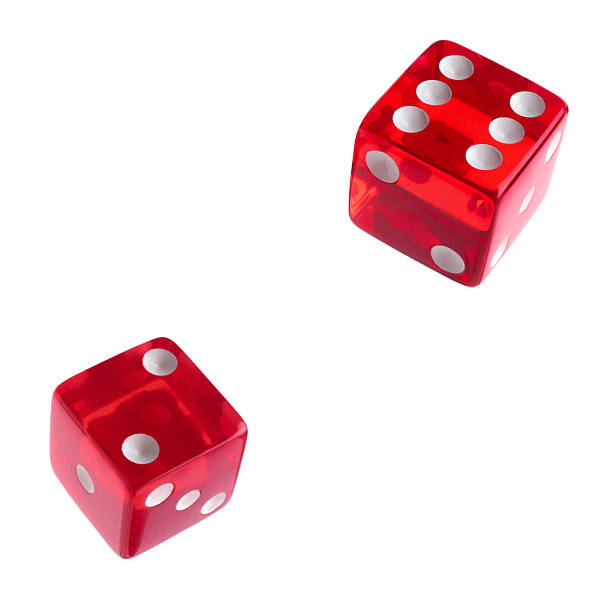 istock Two red dice in air on white background 2251273237