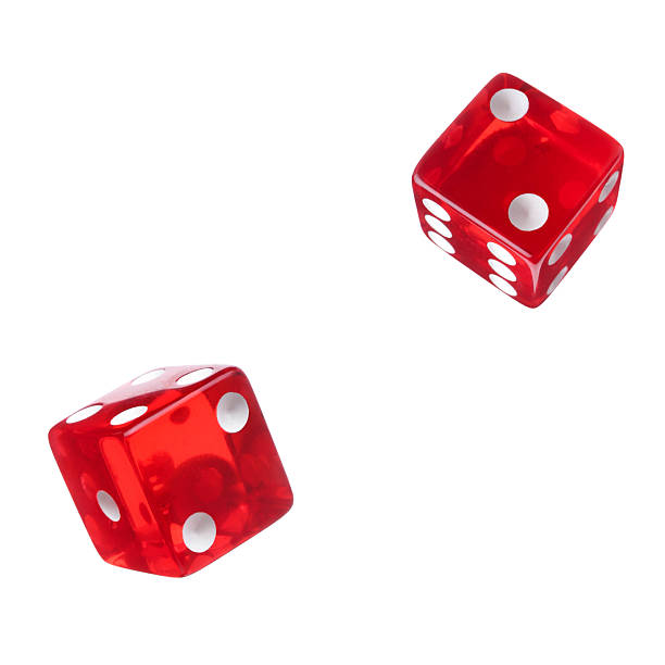 istock Two red dice in air on white background 2251273267