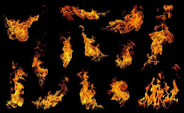 istock set abstract flame isolated black background. concept of effect texture ablaze, graphic design bonfire, blaze at night. burn of fire sizzling, danger explosion 2251274332
