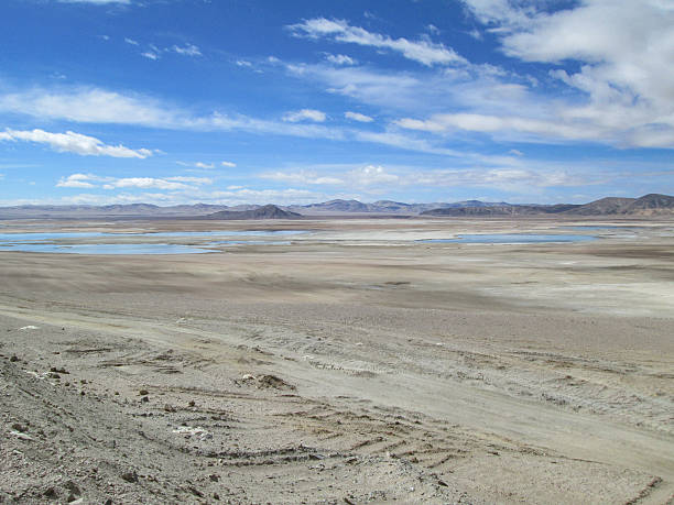 istock Vast arid landscape with scattered water bodies under a clear sky 2251282197