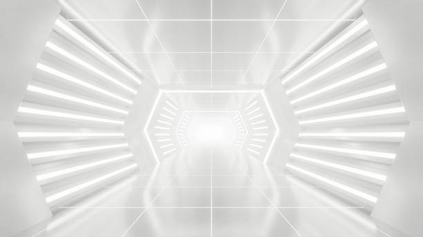 istock Abstract sci-fi tunnel space with neon light, modern corridor architecture, Tech or digital futuristic interior , 3d illustration 2251285088