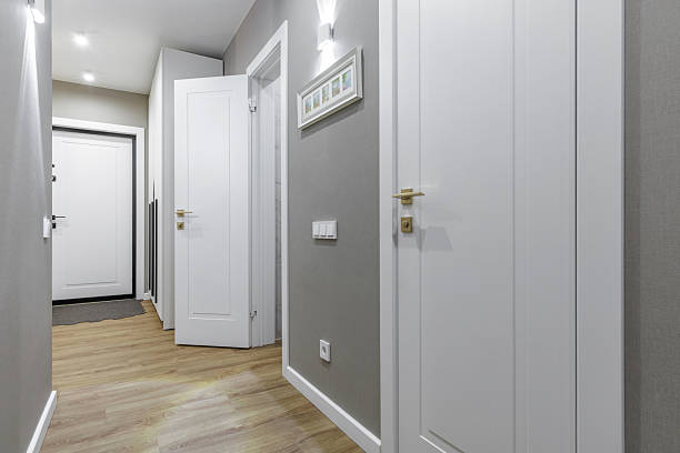 istock Modern Apartment Hallway with White Doors and Wooden Floor 2251292699