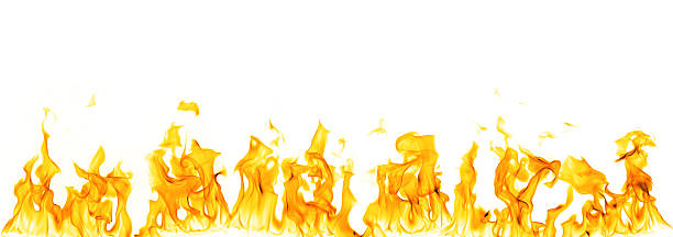 istock Bright orange flames rising across the bottom of a white background create a dramatic fire effect ideal for heat concepts, burning visuals, and creative design elements for various projects. 2251300142