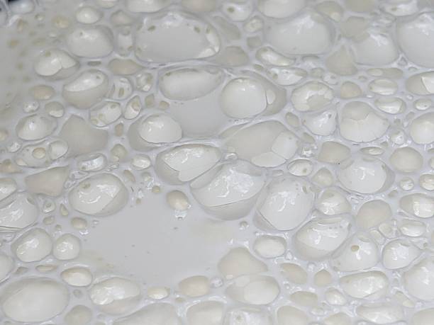 Defocused view of white rubber latex surface