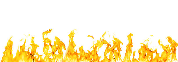 istock Bright orange flames rising across the bottom of a white background create a dramatic fire effect ideal for heat concepts, burning visuals, and creative design elements for various projects. 2251302000