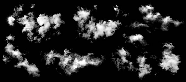 istock Isolated white fluffy cloud on a black background, minimal concept image representing purity, imagination, and freedom. Perfect for design, digital art, and creative backgrounds. 2251302712