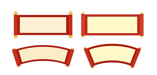 istock Chinese New Year Blank Spring Couplets Banner Set.Lunar Festival Empty Scroll Frames Collection.Traditional Red Couplet Scroll Templates Vector.White background. 2251303293