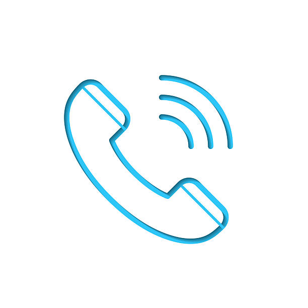 istock Phone call. Icon cut out on white paper with blue background 2251307028
