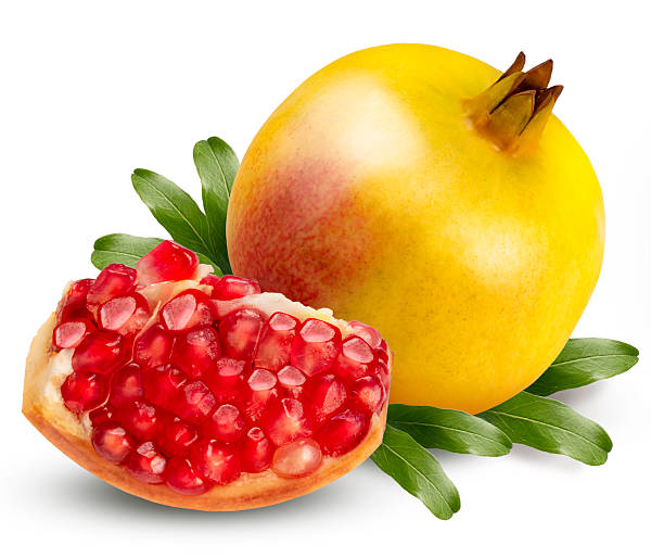 Red pomegranate  Isolated on a white background, Fresh Tunisia Pomegranate fruit on White Background With clipping path.