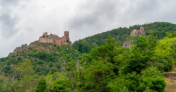 Castle ruins near Ribeauville, a commune in the Aisne department in Hauts-de-France in northern France.
