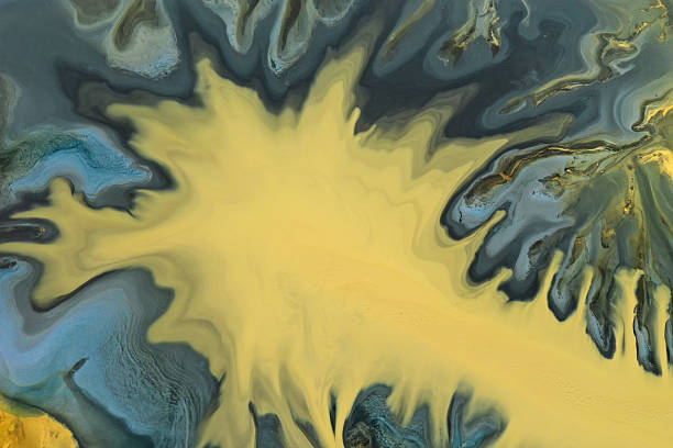 istock Aerial view of colorful natural water patterns. Mining water pollution 2251311152