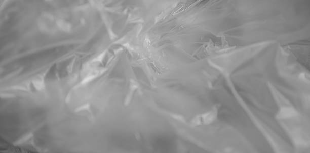 istock close up of  a plastic bag, black and white tone. 2251311360