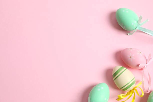 istock Happy Easter. Colorful eggs on color background, space for text or advertising 2251312162