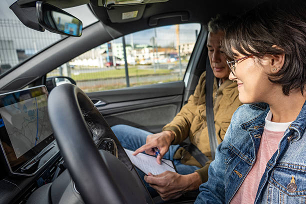 istock Driving Lesson Woman Learning to Drive with Instructor 2251314363