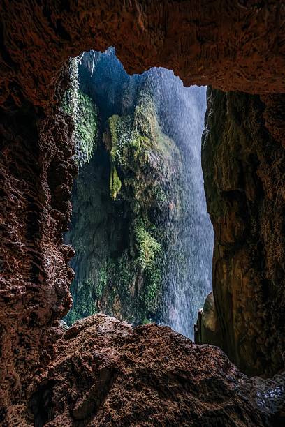 istock View from Inside Cave Behind Horsetail Waterfall (Cola de Caballo) Monasterio de Piedra 2251317150