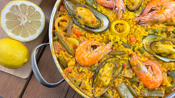 istock Seafood paella and lemon 2251318377