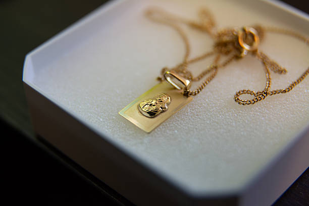 istock Gold Religious Pendant Gift Necklace Presented In Box For Ceremony Or Celebration 2251320076