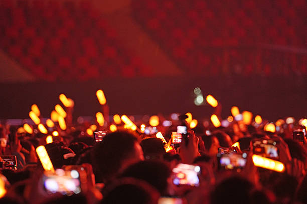 The audience enthusiastically waved glow sticks and filmed with their phones at the singer's concert