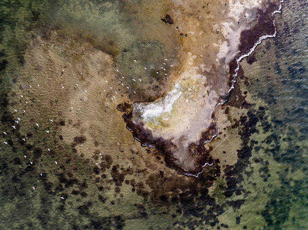 istock Dangers and droughts affecting lakes,Abstract photography, backgrounds for billboards, global climate-themed photographs. The magical beauty of colors. The colors and patterns of lakes and rivers. 2251321424