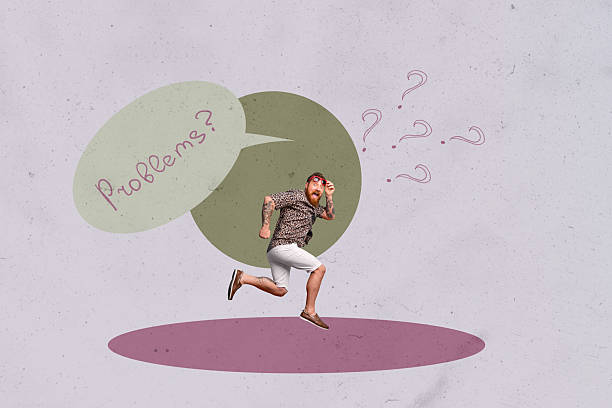 istock Creative collage showing confused man woman with question marks speech bubble illustrating mental overload life problems 2251323867