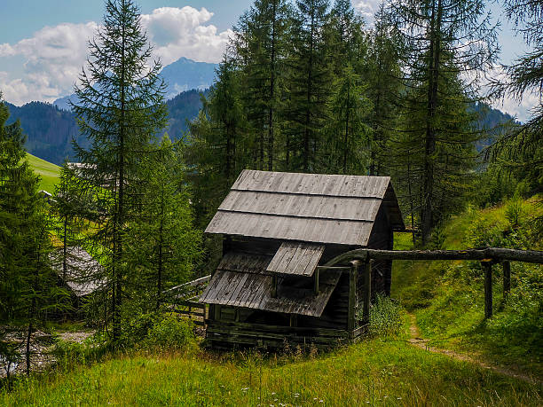 A Watermill in dolomites mountains detail