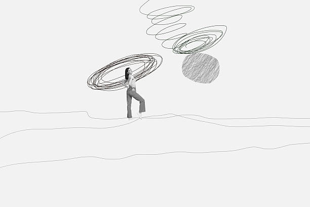 istock Whimsical collage with person on abstract doodle sketches entrepreneur imagination fun cartoon dance leisure rest emotion 2251330488