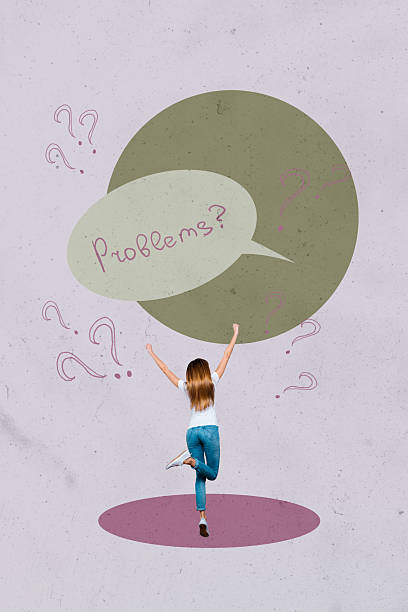 istock Creative collage showing confused man woman with question marks speech bubble illustrating mental overload life problems 2251338188