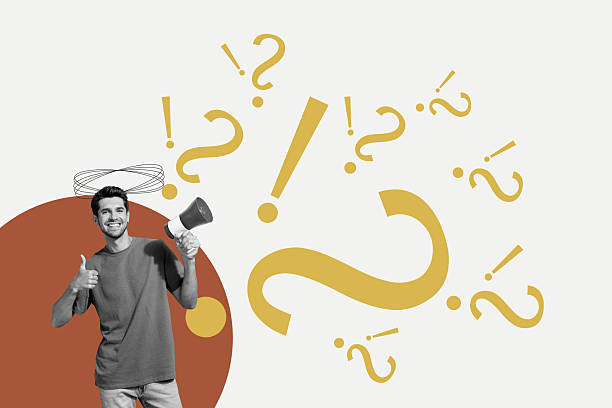 istock Collage showing man woman and question marks symbolizing curiosity doubt and search for meaning or answers 2251338916