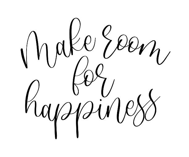 istock Vector hand lettering Make Room for Happiness phrase in modern calligraphy for positive lifestyle and wellness motivation designs isolated on white background 2251344654