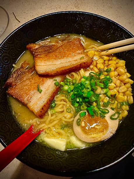 Ramen Noodle Soup Bowl with Roast Pork