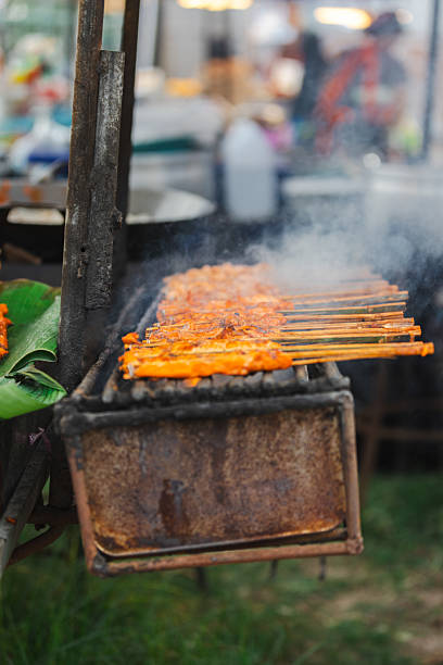 istock Chicken skewers on barbecue grill. 2251360734