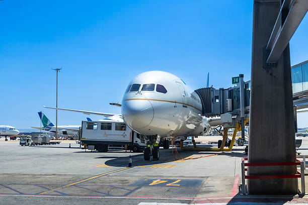 istock Modern airplane parked at airport gate, ready for boarding 2251364455