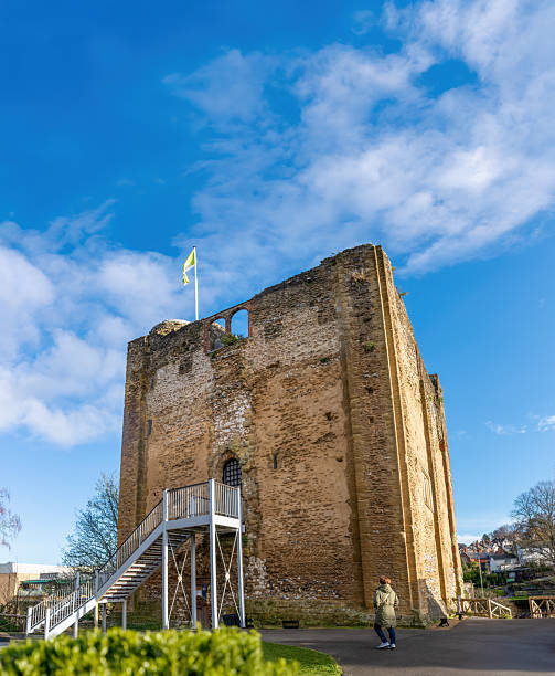 Historical Yoros fortress ( castle ) also known as Genoese Castle and Turkish flag in Bosporus, Istanbul. The castle is located at the meeting point of Black Sea and the Bosporus.
