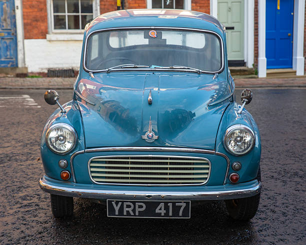 Worcester, UK - November 5th 2025: A vintage Morris Minor car parked in the city of Worcester in the UK.