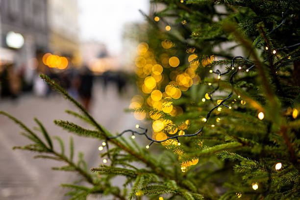 istock Christmas Street With Pine Branch 2251374719