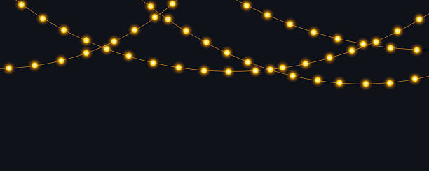 istock Festive garland string lights shining with bright yellow bulbs. Glowing holiday decoration. Perfect for New Year, Christmas, birthday celebrations or other holiday designs. PNG and Vector illustration 2251374974