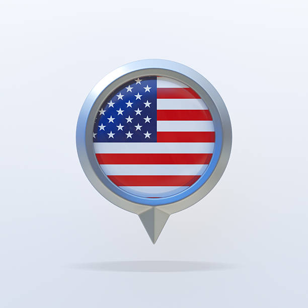 istock 3D Metallic Map Pin with USA Flag on White Background 2251375269