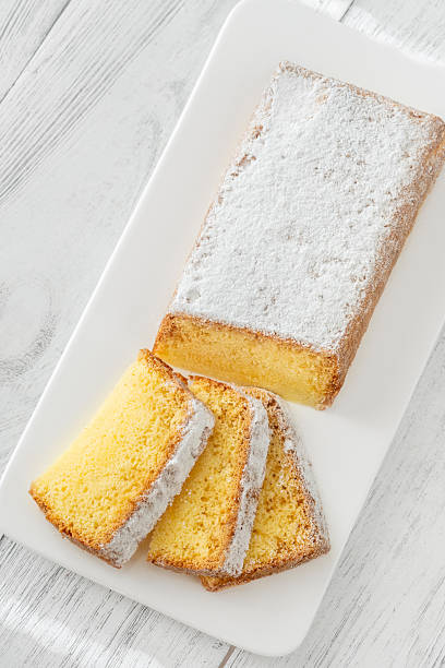 istock Classic Pound Cake Slices on White Plate with Golden Crust and Soft Crumb 2251376684